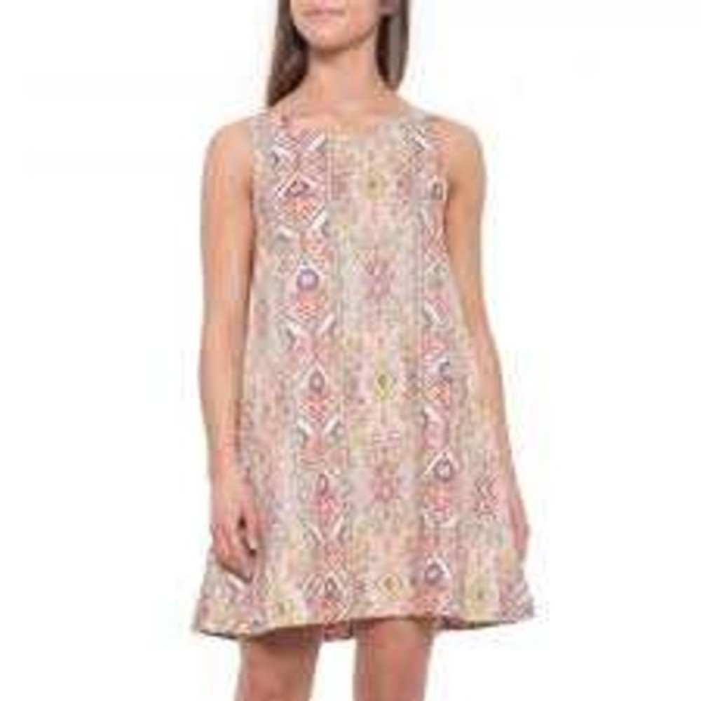 Rachel Zoe Sz XL 100% Linen Sleeveless Trapeze A Line Tank Dress Pockets Boho